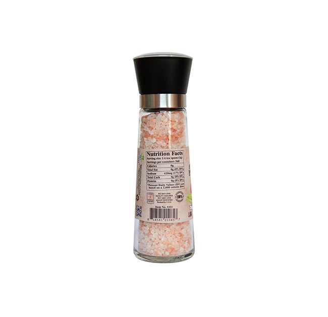 Glass Himalayan Salt Grinder w/ 1lb Refill Bag Coarse Himalayan Salt